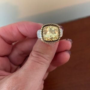 Lia Sophia silver and yellow stone ring size 5